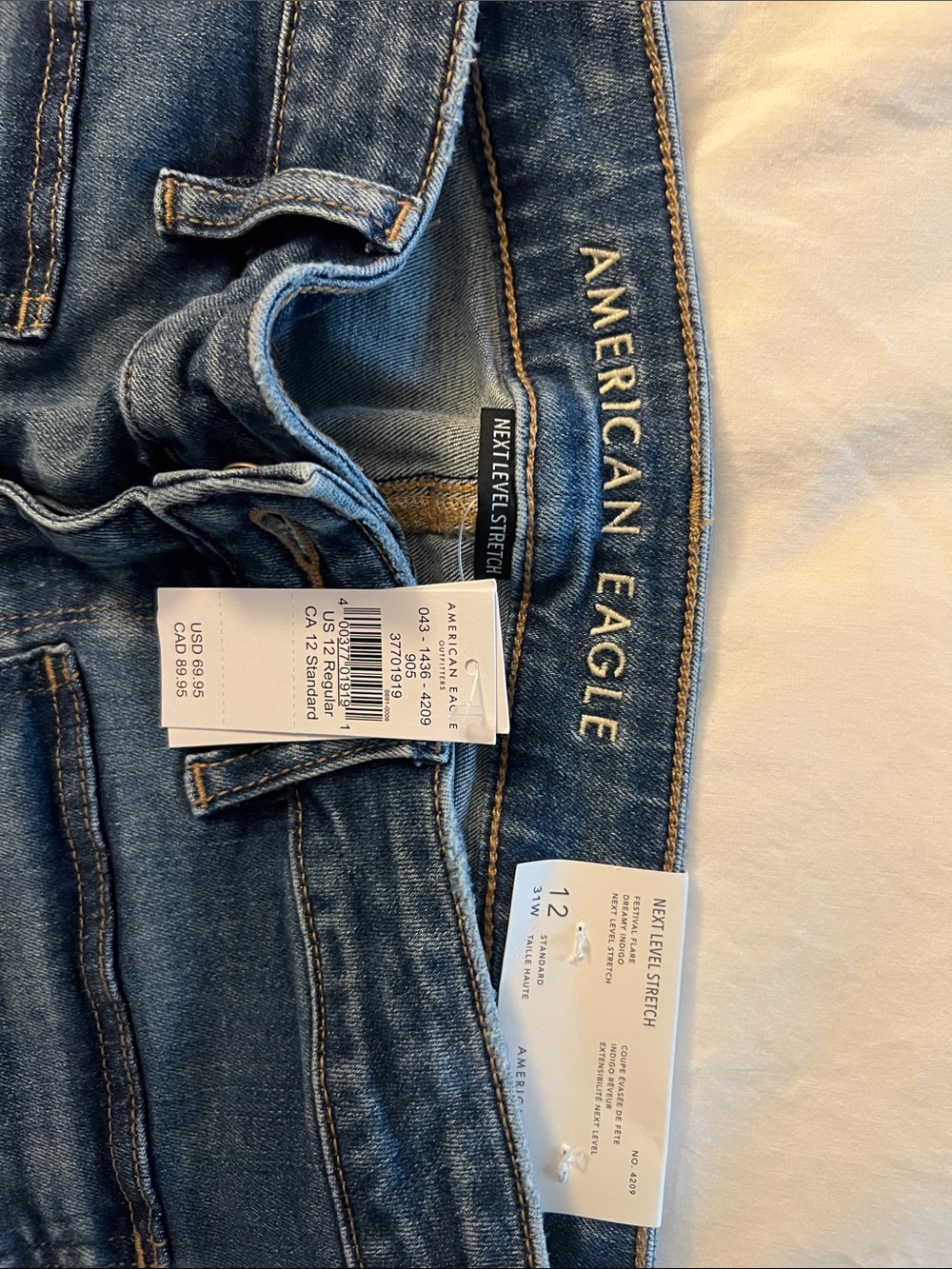 American Eagle Outfitters Women's Dark Blue Flare Jeans - Picture 4 of 5